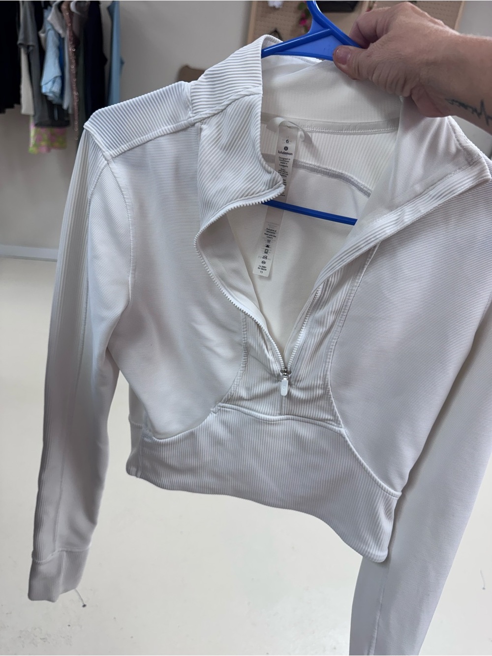 lululemon athletica White Cropped Half-Zip Pullover Top